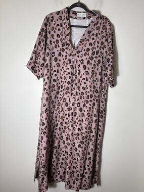 Brooke Wright Dusty Pink Cheetah Pring Caftan Sz L